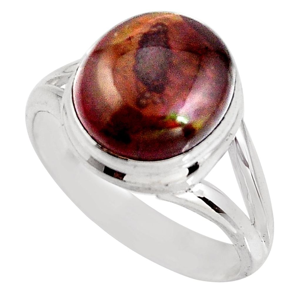 5.36cts natural mexican fire agate 925 silver solitaire ring size 7.5 p93014