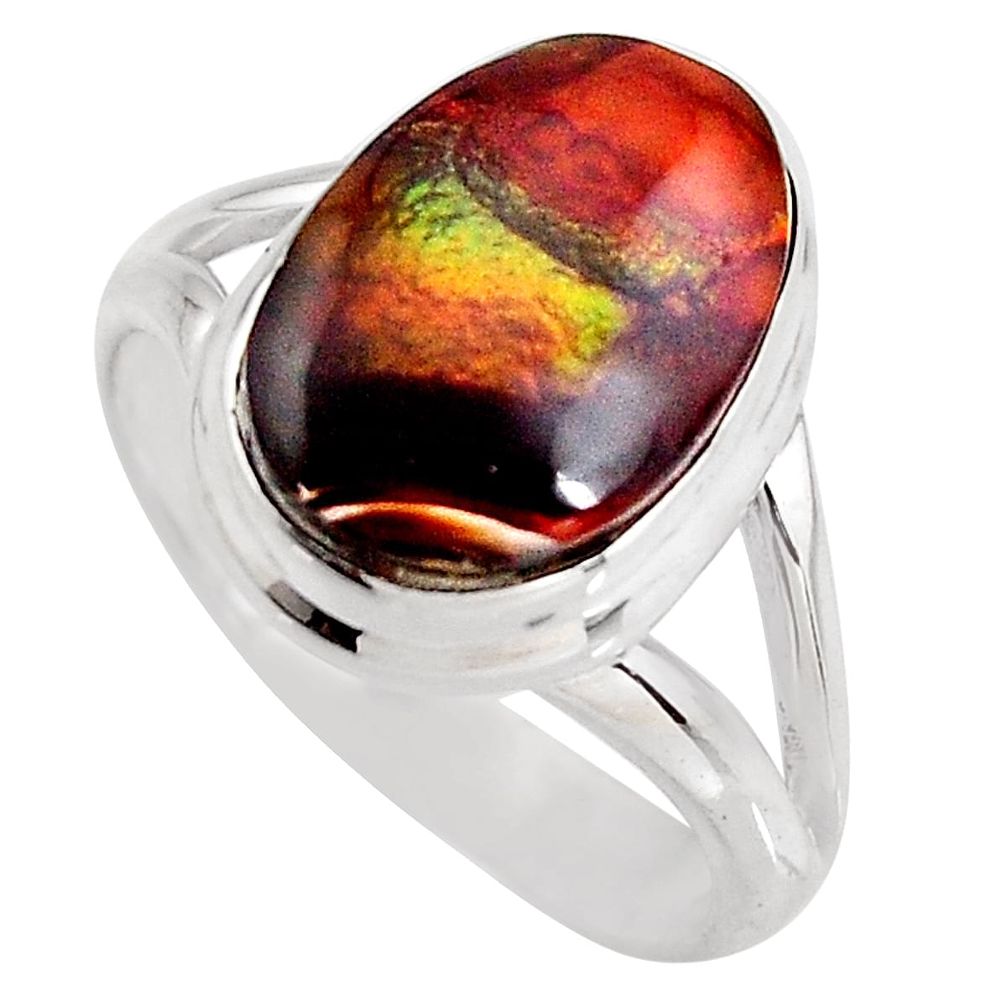 5.10cts natural mexican fire agate 925 silver solitaire ring size 7 p93015