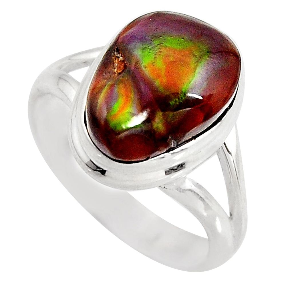 5.58cts natural mexican fire agate 925 silver solitaire ring size 6.5 p93018
