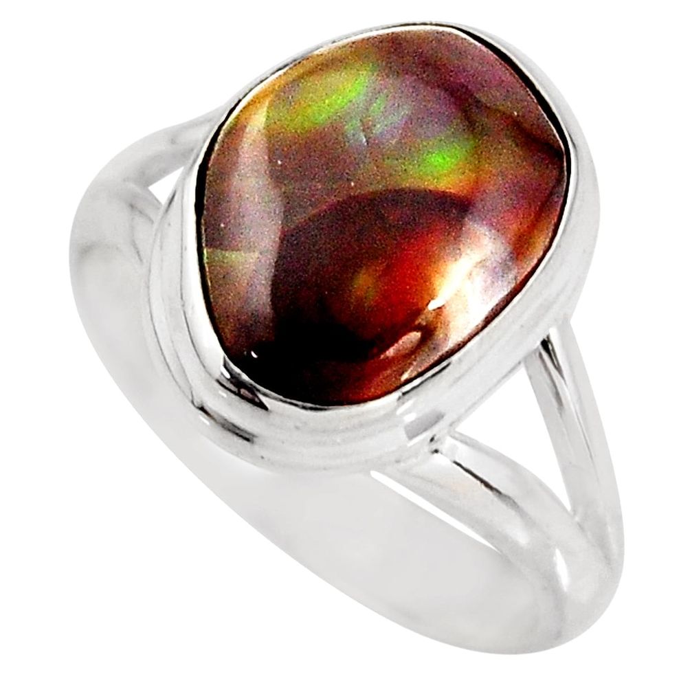 5.10cts natural mexican fire agate 925 silver solitaire ring size 6.5 p93025