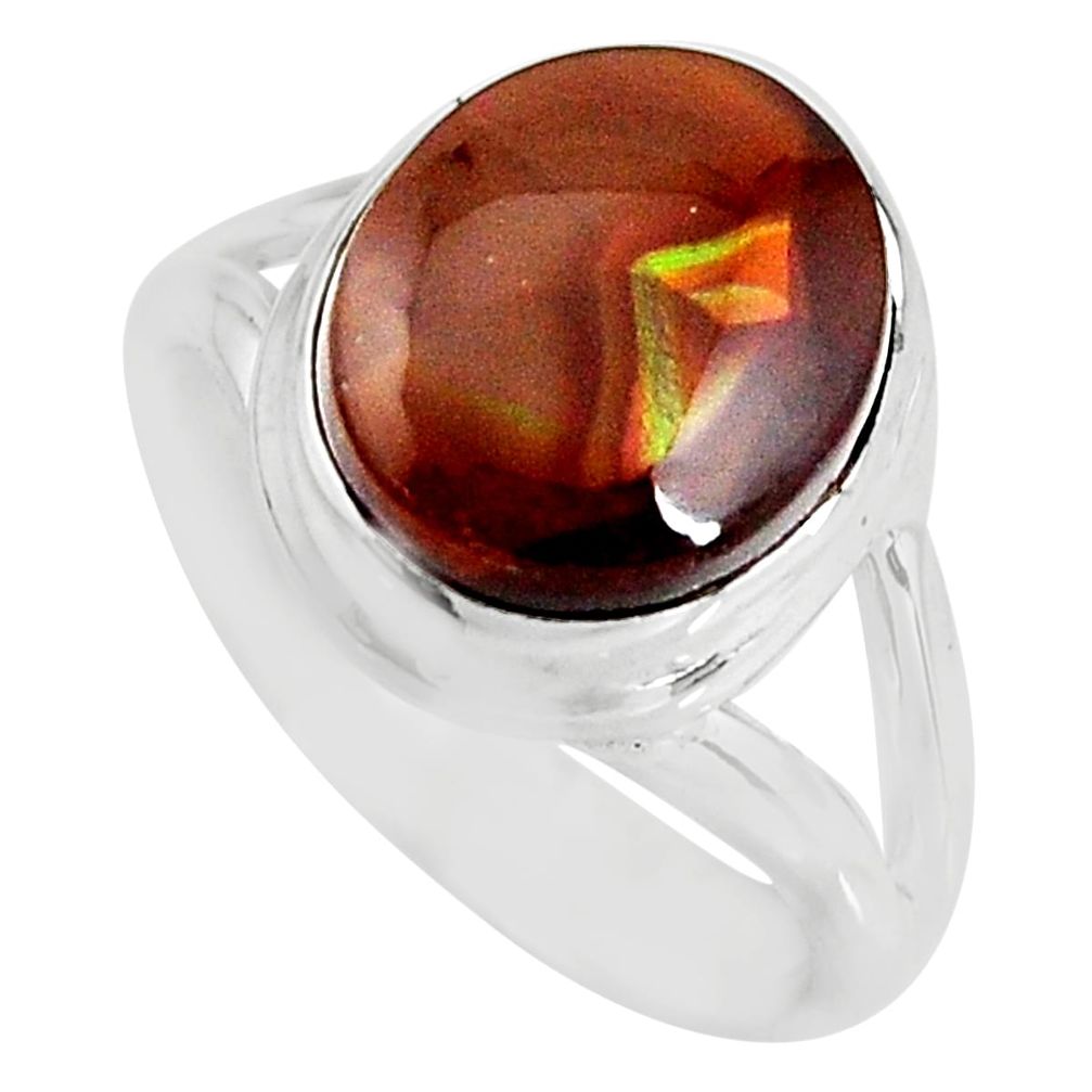 5.11cts natural mexican fire agate 925 silver solitaire ring size 6.5 p93032