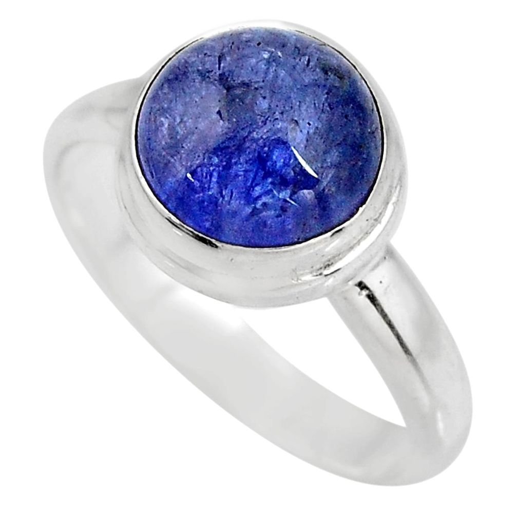 4.82cts natural blue tanzanite 925 silver solitaire ring jewelry size 8.5 p93043