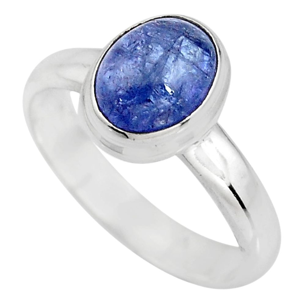 925 silver 3.26cts natural blue tanzanite solitaire ring jewelry size 7.5 p93044