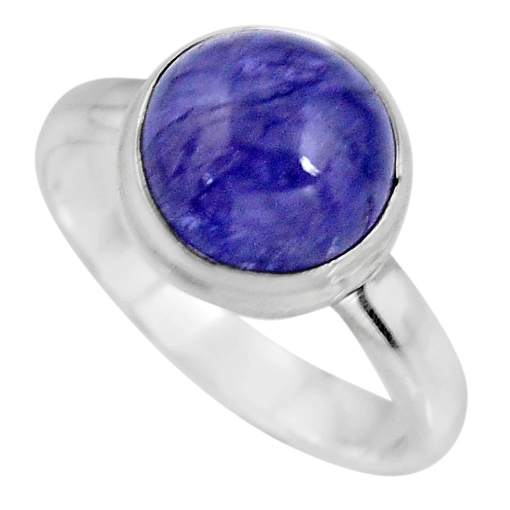 5.38cts natural blue tanzanite 925 silver solitaire ring jewelry size 8.5 p93054