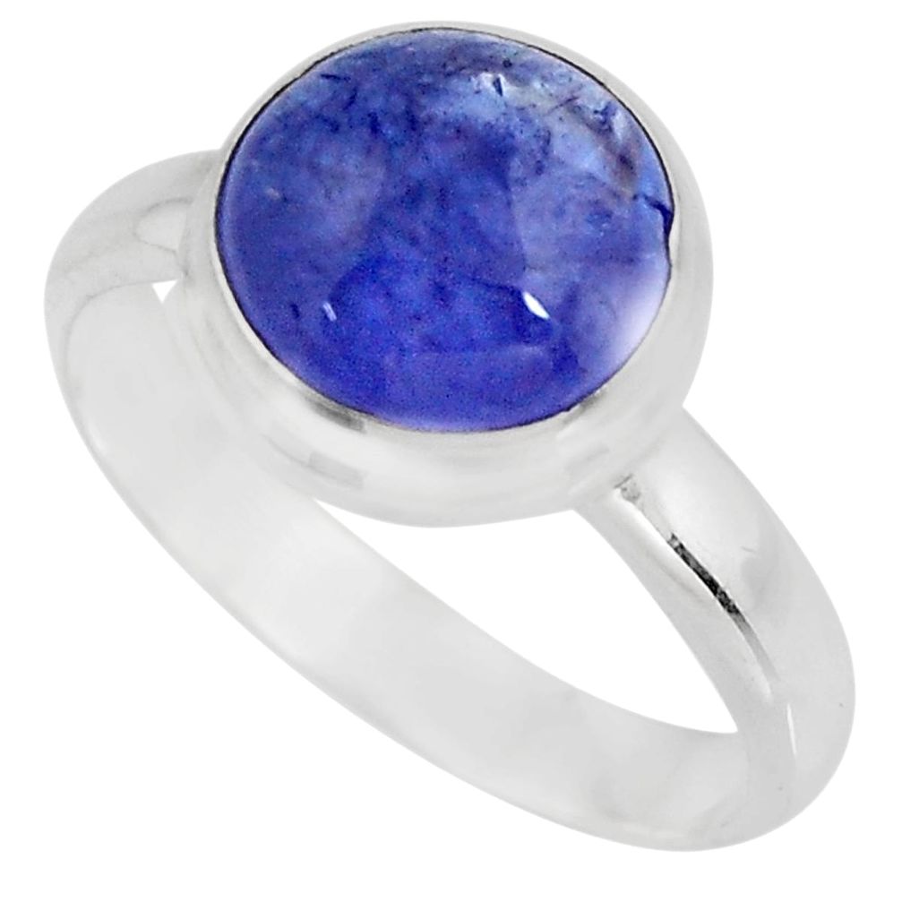 5.11cts natural blue tanzanite 925 silver solitaire ring jewelry size 8.5 p93056