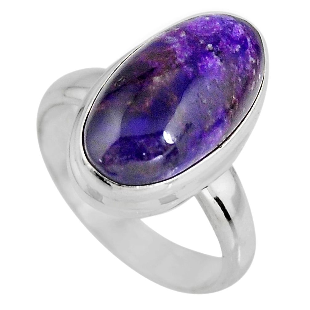 7.02cts natural purple sugilite 925 silver solitaire ring size 6.5 p93080