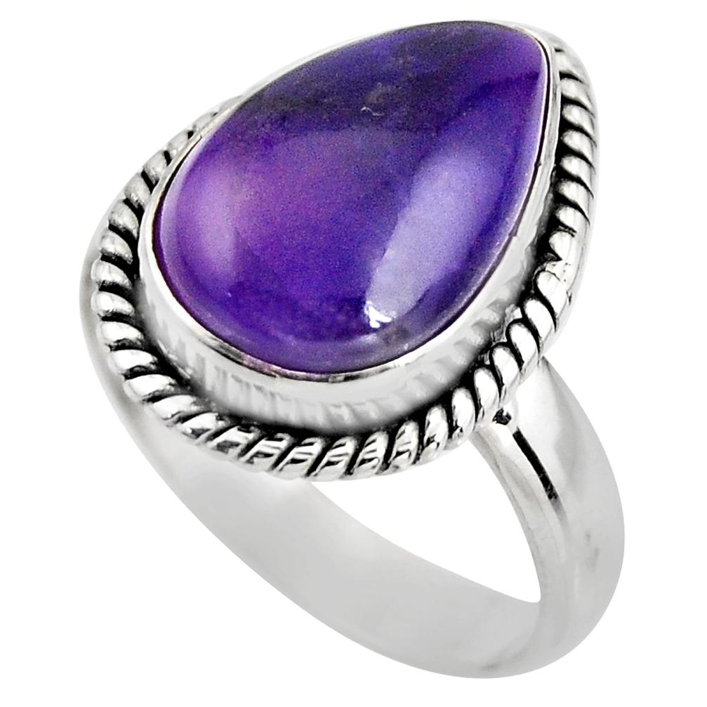 6.57cts natural purple sugilite 925 silver solitaire ring size 7.5 p93082