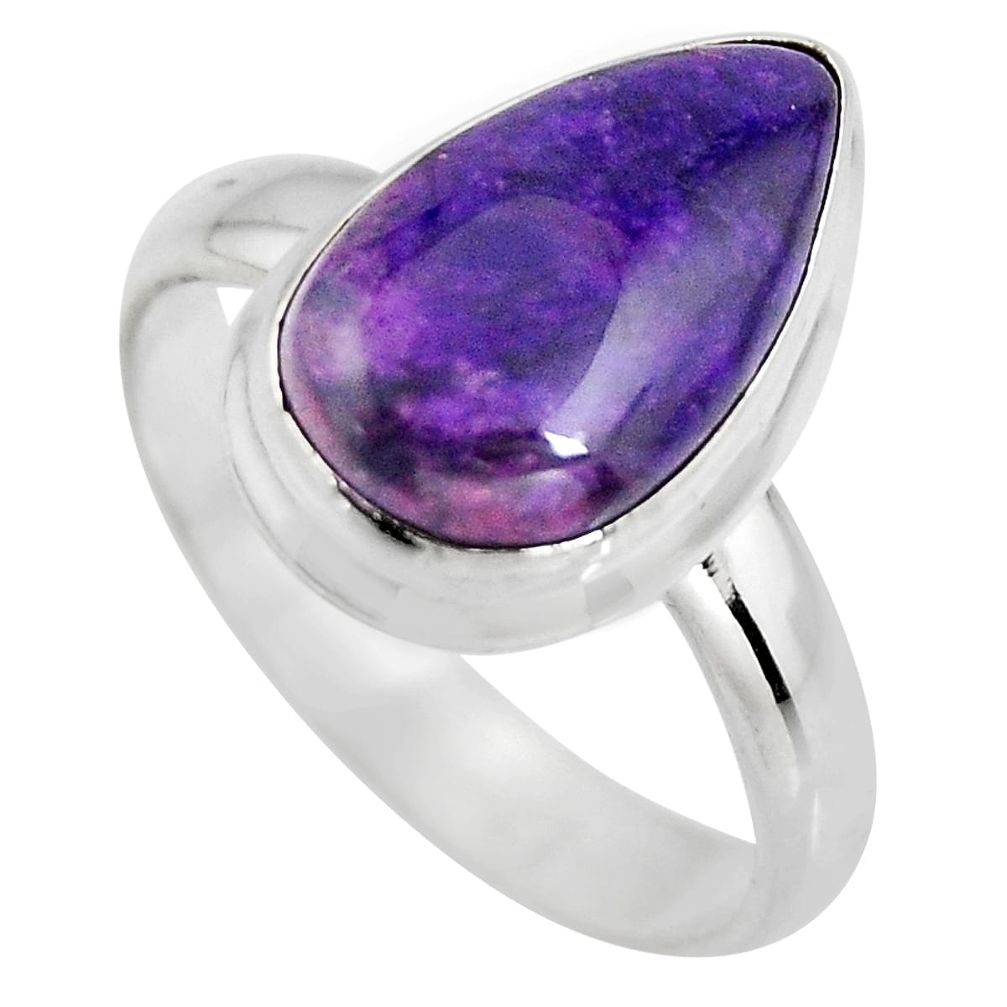 5.50cts natural purple sugilite 925 silver solitaire ring jewelry size 8 p93086