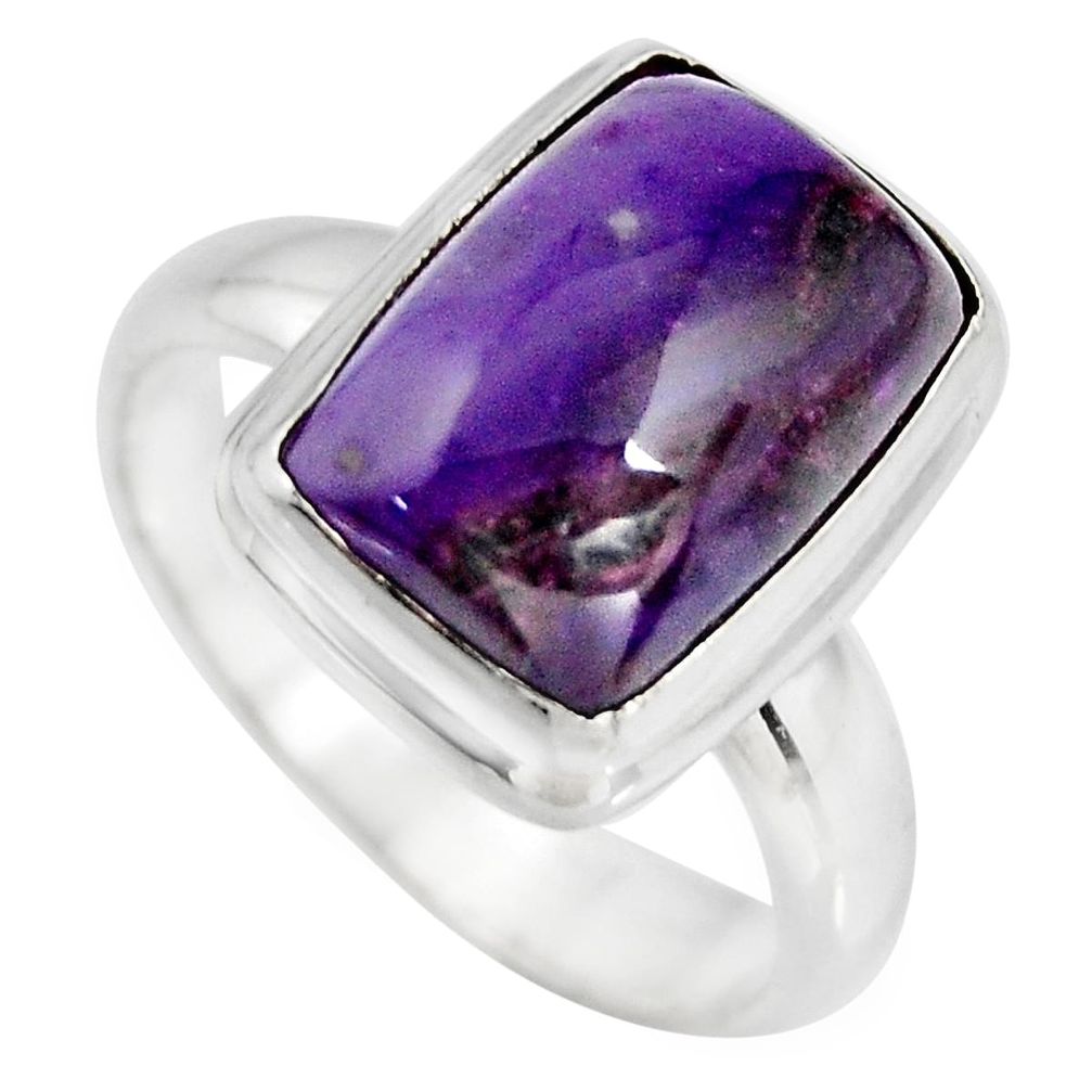 5.58cts natural purple sugilite 925 silver solitaire ring size 6.5 p93091