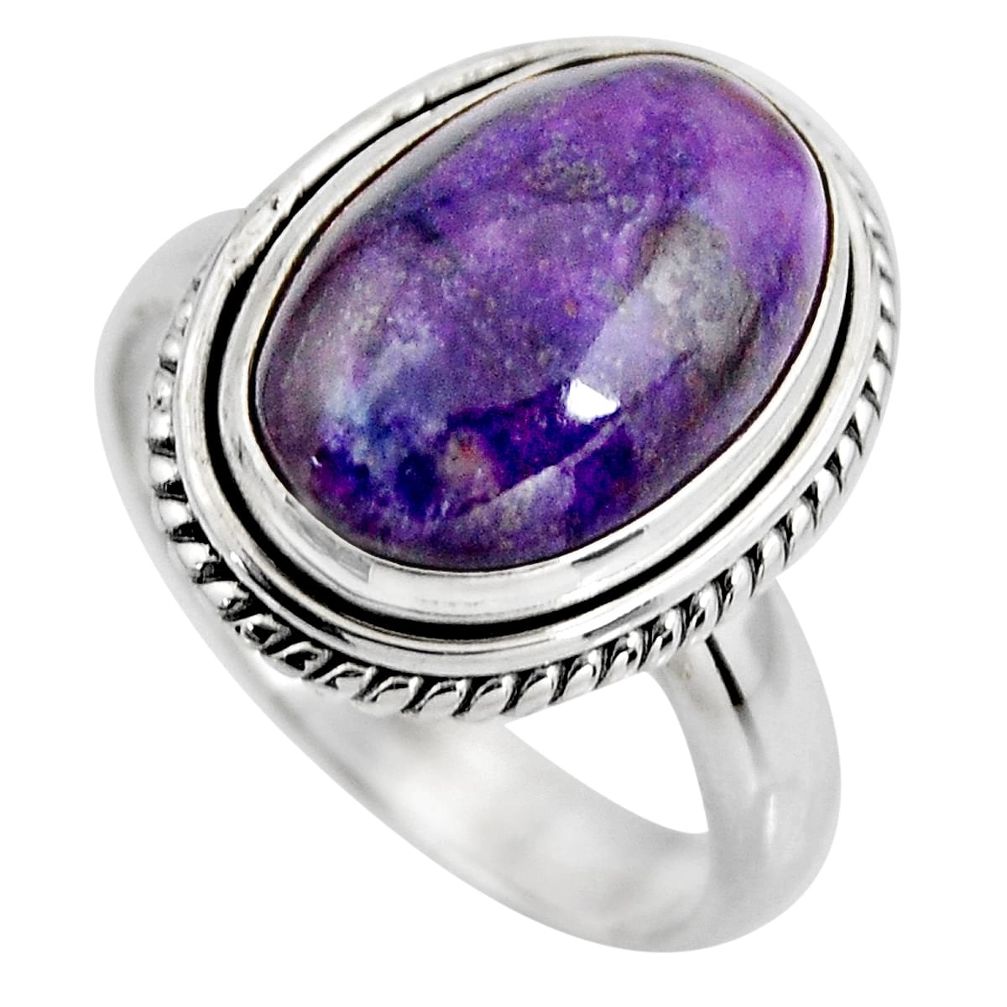 6.31cts natural purple sugilite 925 silver solitaire ring size 7.5 p93092