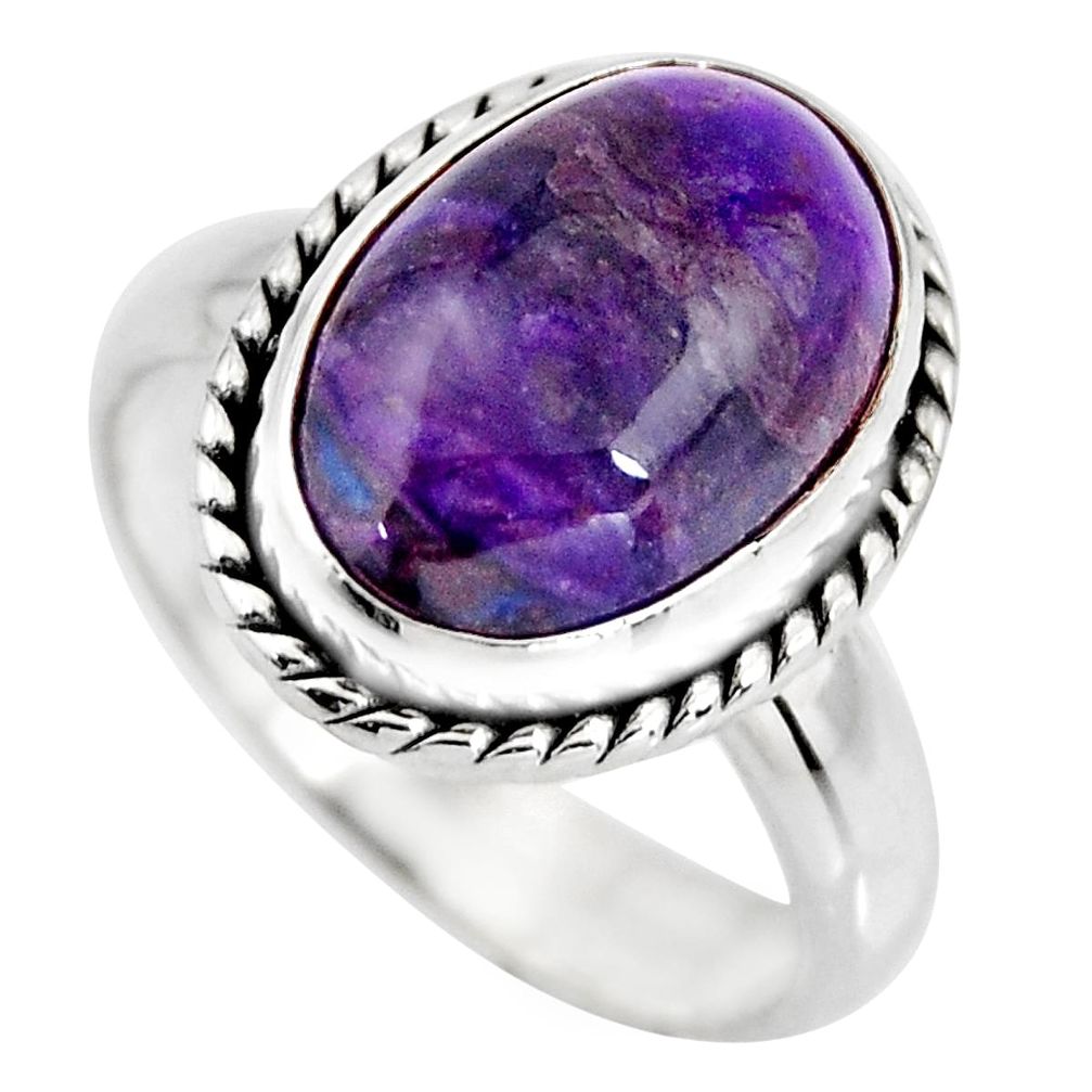 5.38cts natural purple sugilite 925 silver solitaire ring jewelry size 7 p93093