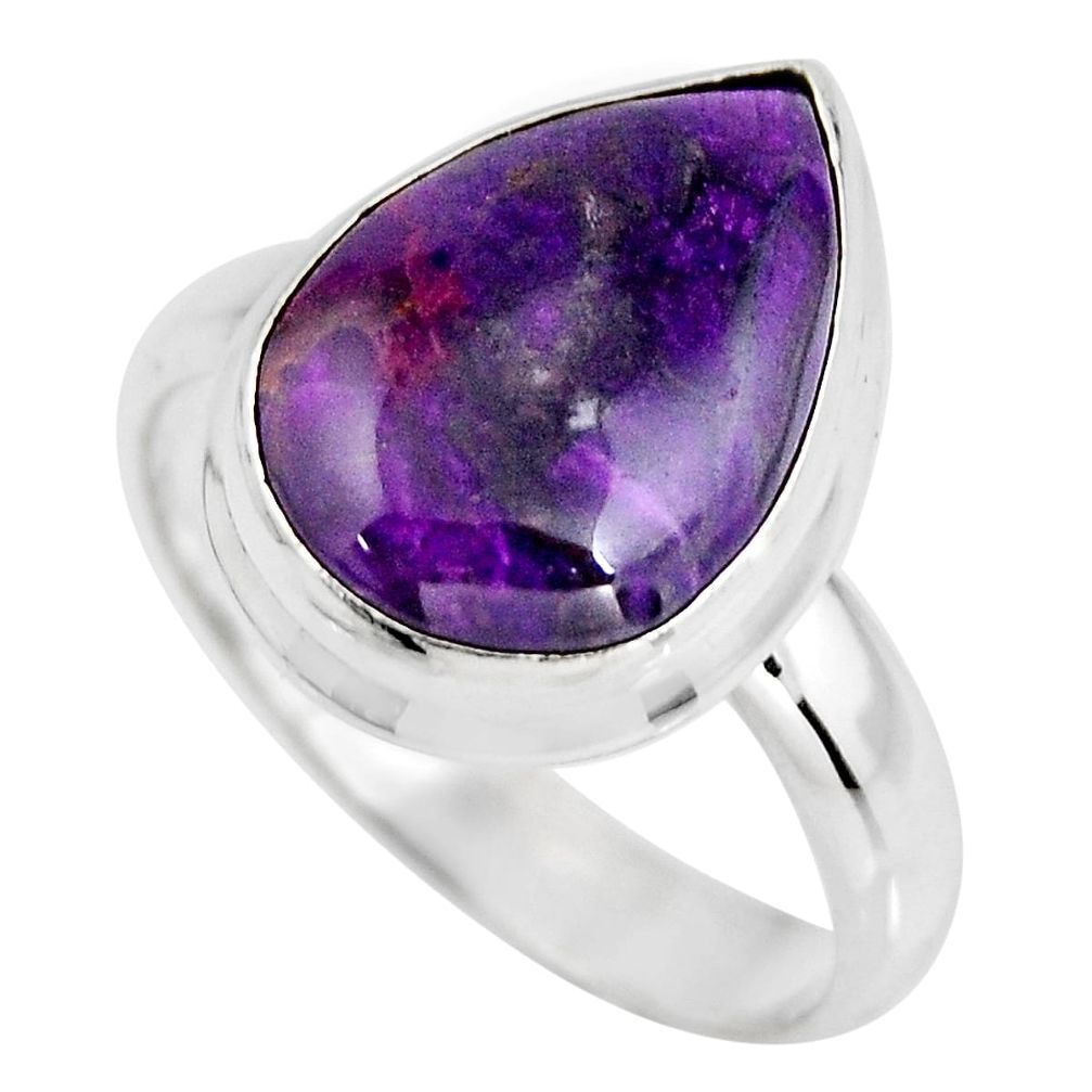 6.85cts natural purple sugilite 925 silver solitaire ring size 8.5 p93096