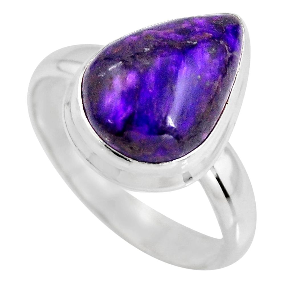 6.95cts natural purple sugilite 925 silver solitaire ring size 8.5 p93100