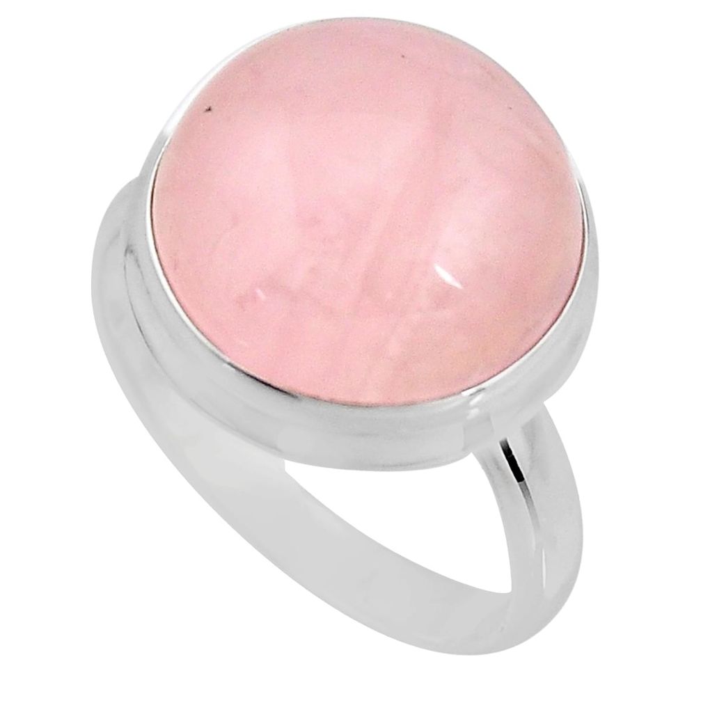 13.28cts natural pink rose quartz 925 silver solitaire ring size 9.5 p93215
