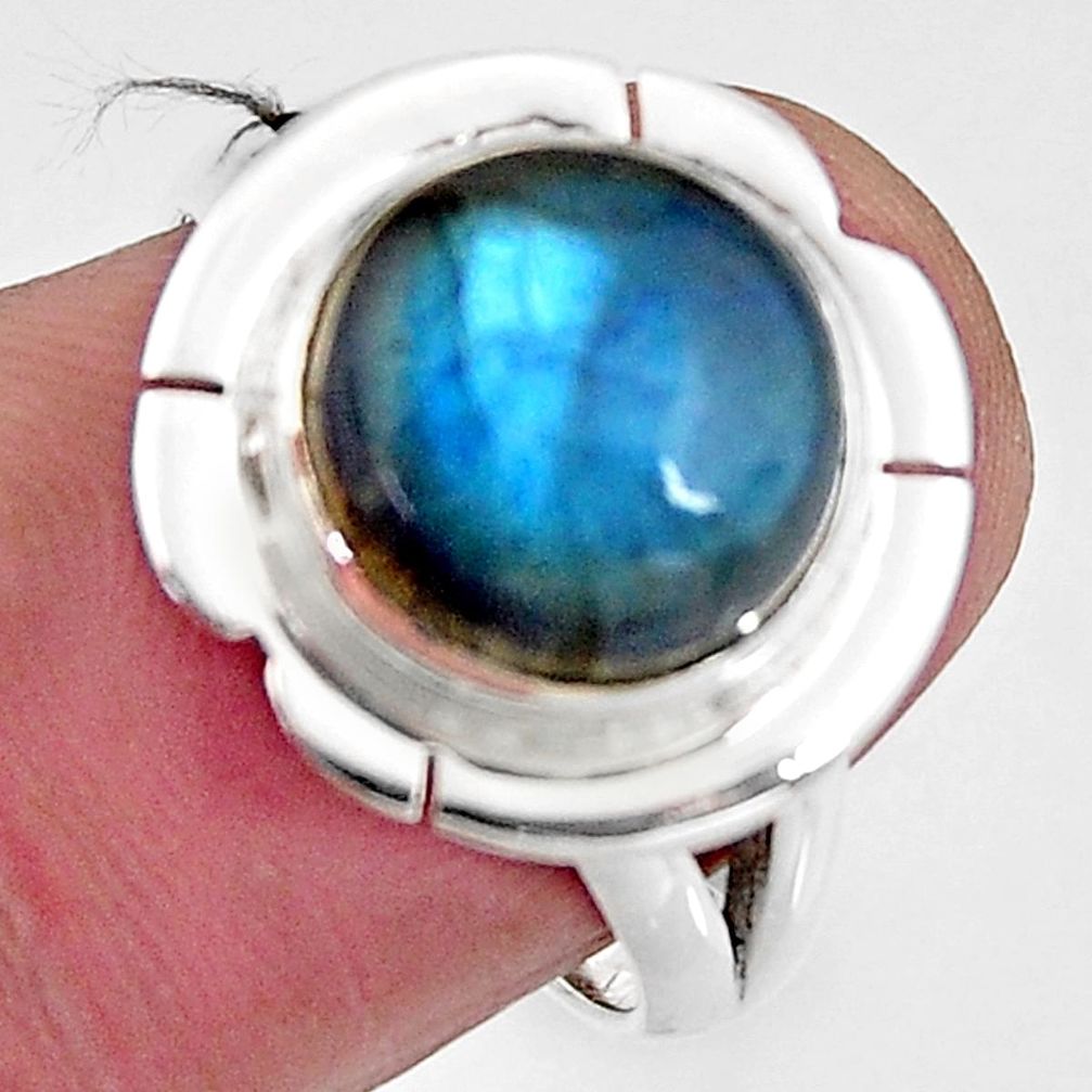5.52cts natural blue labradorite 925 silver solitaire ring jewelry size 7 p93996