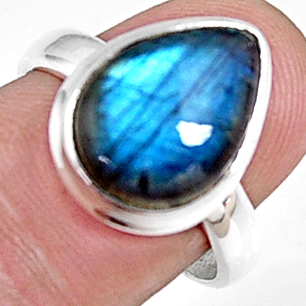 6.04cts natural blue labradorite 925 silver solitaire ring jewelry size 8 p94225