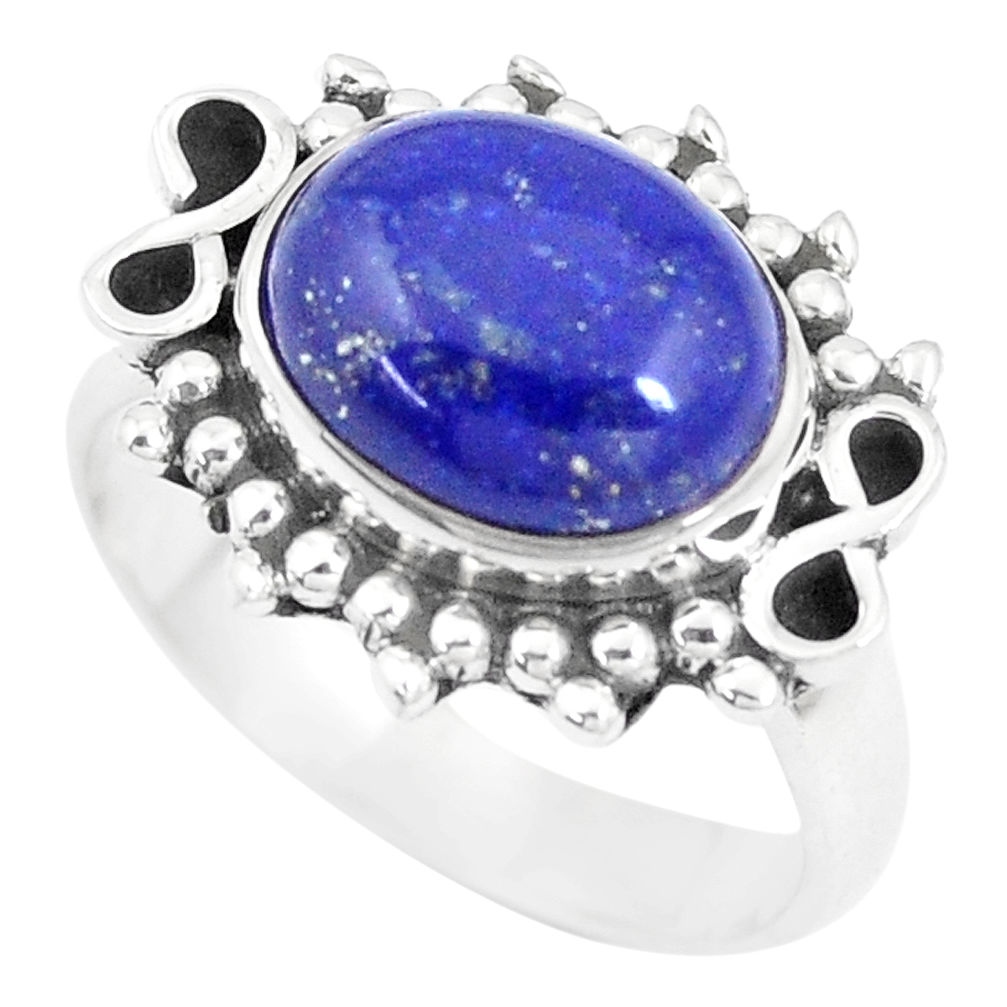 5.53cts natural blue lapis lazuli 925 silver solitaire ring jewelry size 8 p9441