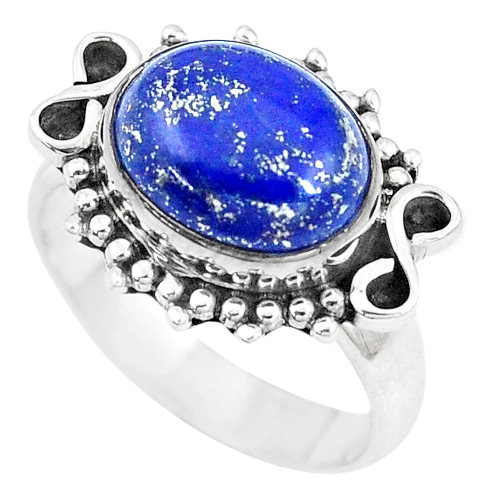 5.08cts natural blue lapis lazuli 925 silver solitaire ring jewelry size 7 p9443