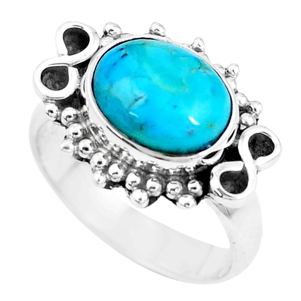 4.52cts blue sleeping beauty turquoise 925 silver solitaire ring size 6 p9451