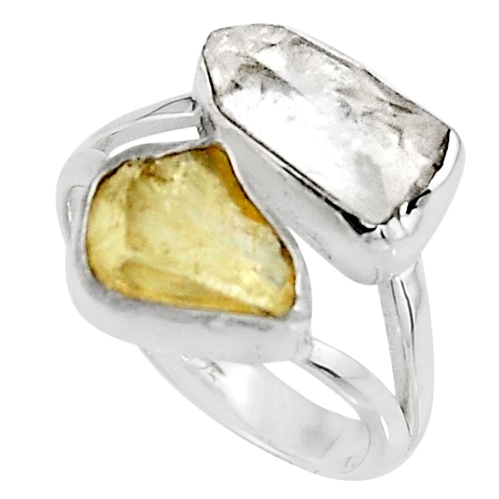 9.86cts natural white herkimer diamond amber 925 silver ring size 7 p95132