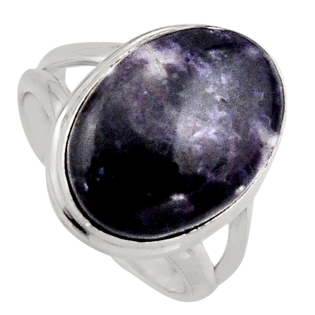 10.41cts natural purple lepidolite 925 silver solitaire ring size 6.5 p95141