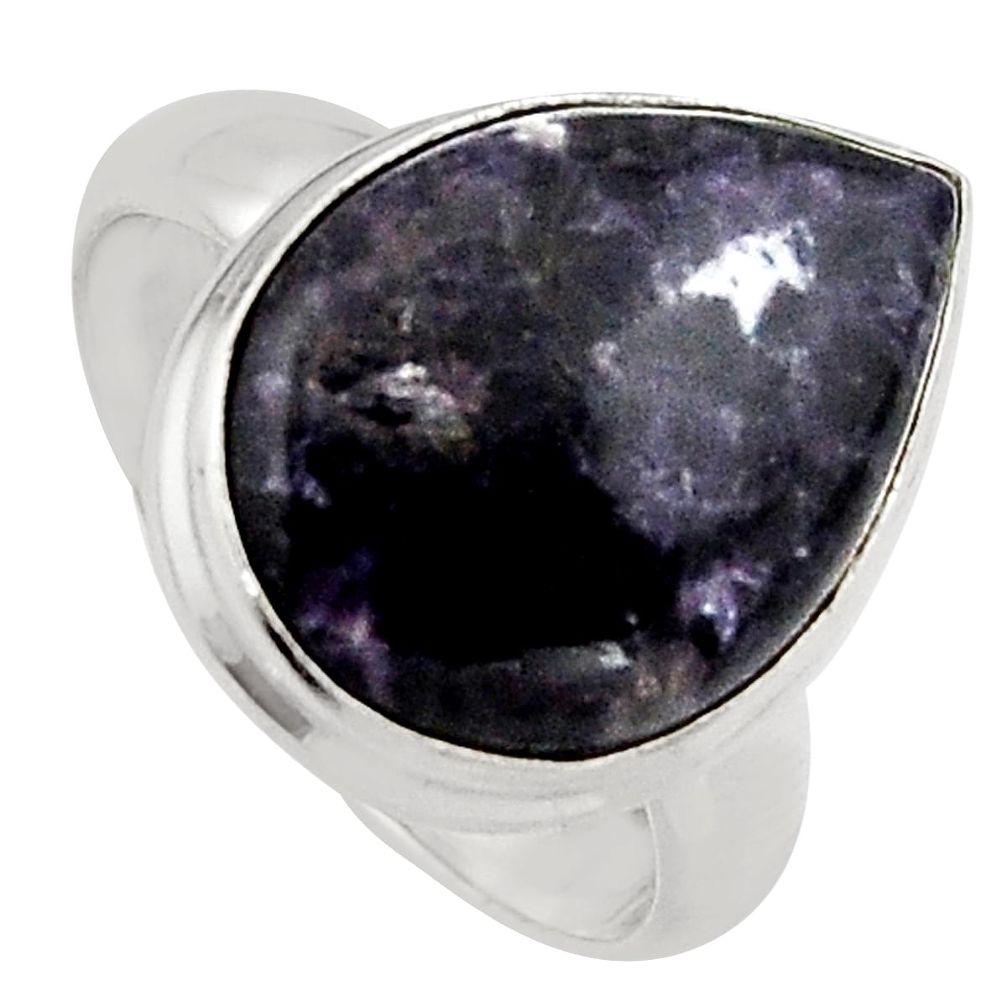 10.31cts natural purple lepidolite 925 silver solitaire ring size 6.5 p95143