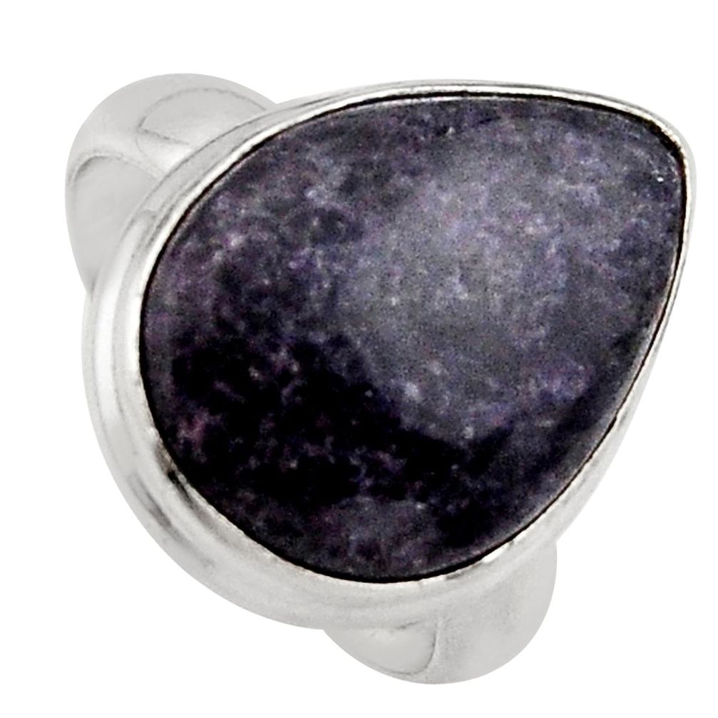 925 silver 13.70cts natural purple lepidolite solitaire ring size 7 p95144