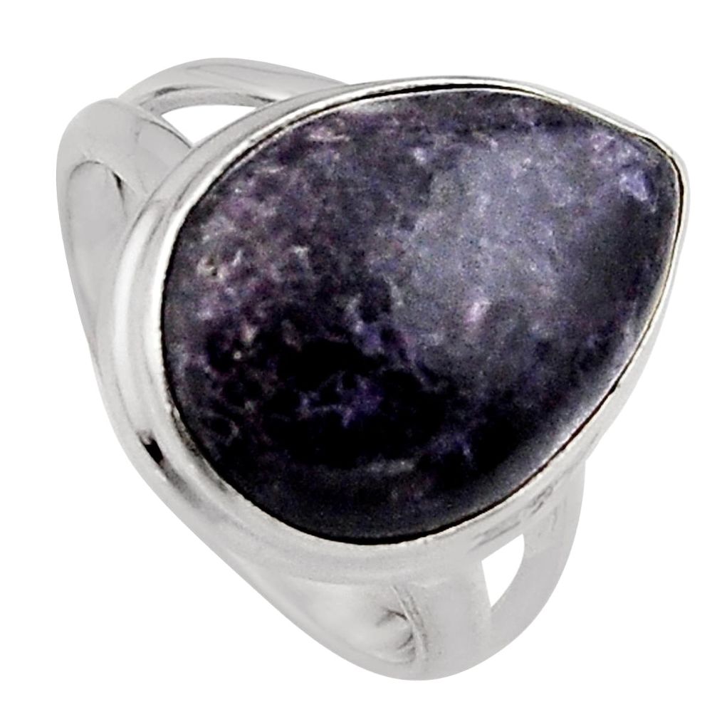 9.96cts natural purple lepidolite 925 silver solitaire ring size 6.5 p95145