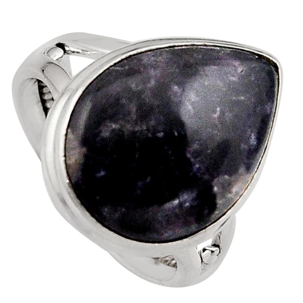 13.70cts natural purple lepidolite 925 silver solitaire ring size 7 p95146