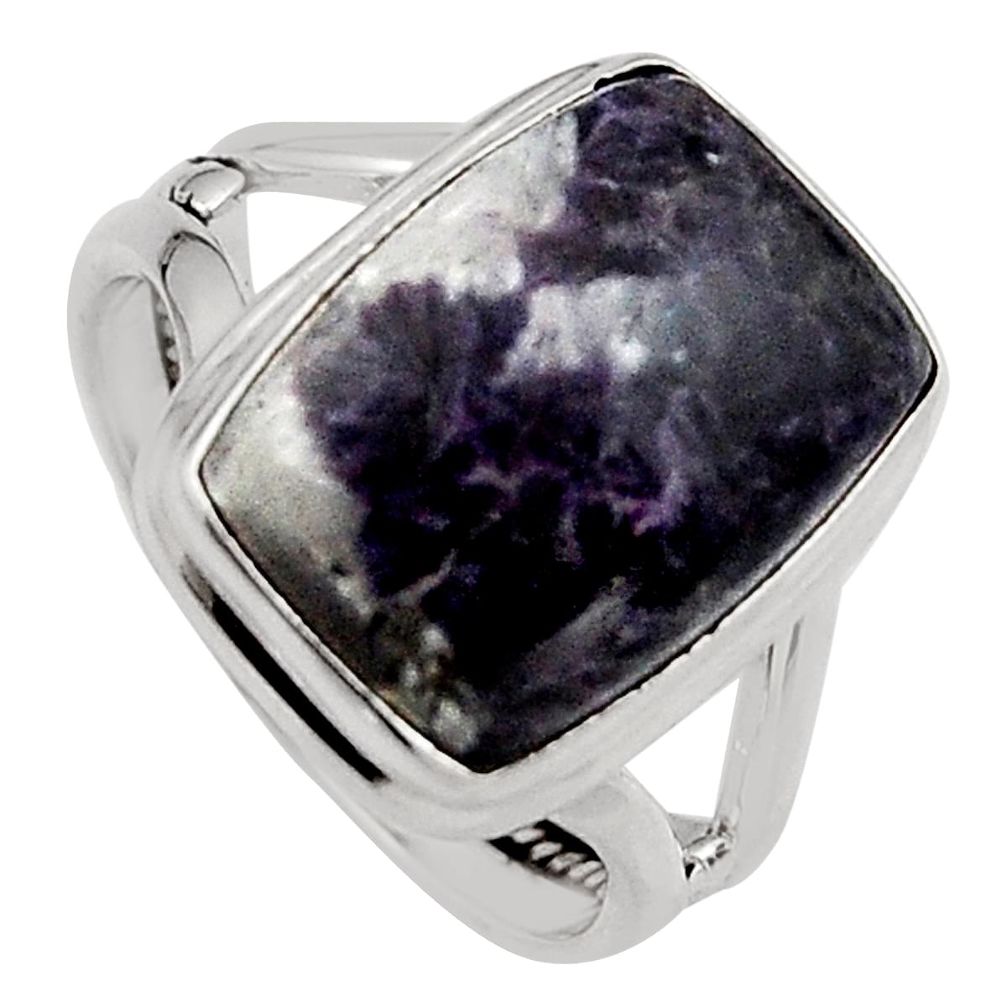 7.40cts natural purple lepidolite 925 silver solitaire ring size 7 p95147