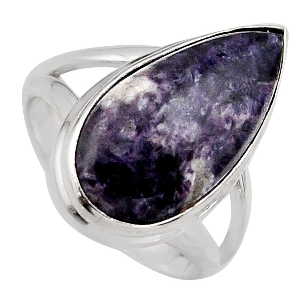 8.77cts natural purple lepidolite 925 silver solitaire ring size 7 p95149