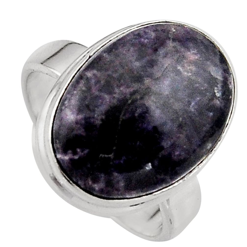 9.99cts natural purple lepidolite 925 silver solitaire ring size 6.5 p95151