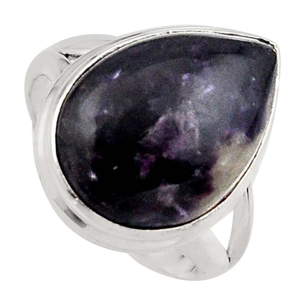 11.66cts natural purple lepidolite 925 silver solitaire ring size 6.5 p95153