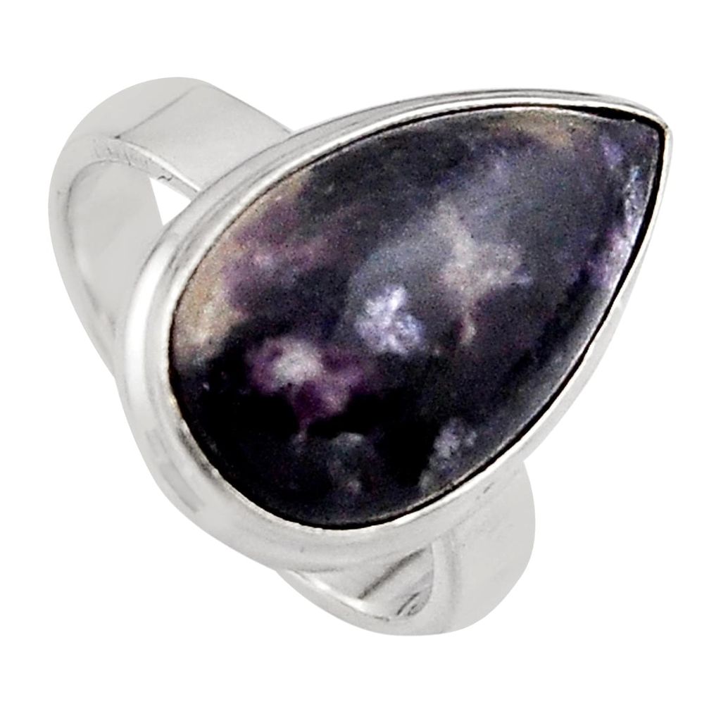 7.33cts natural purple lepidolite 925 silver solitaire ring size 7 p95156