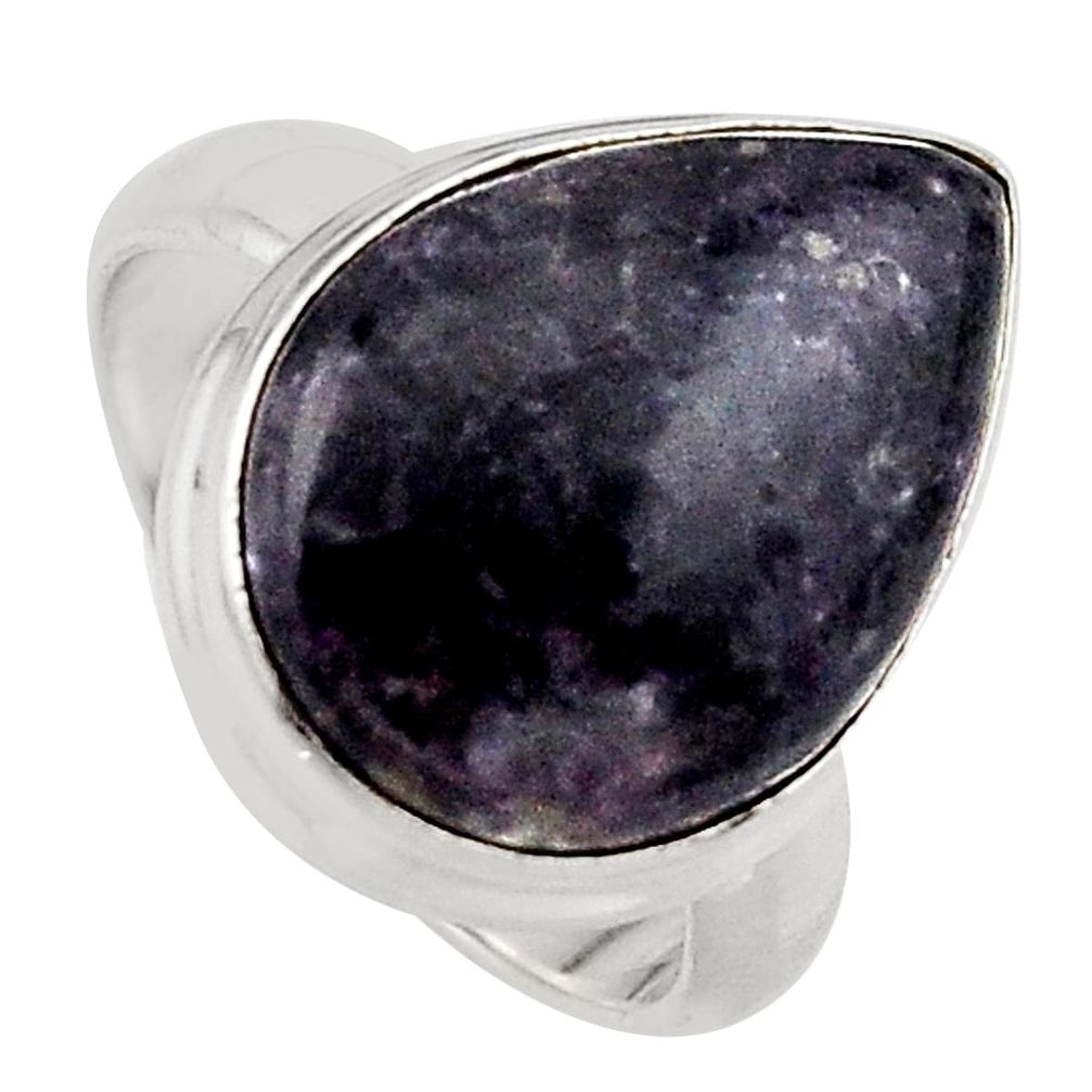 14.23cts natural purple lepidolite 925 silver solitaire ring size 7 p95158