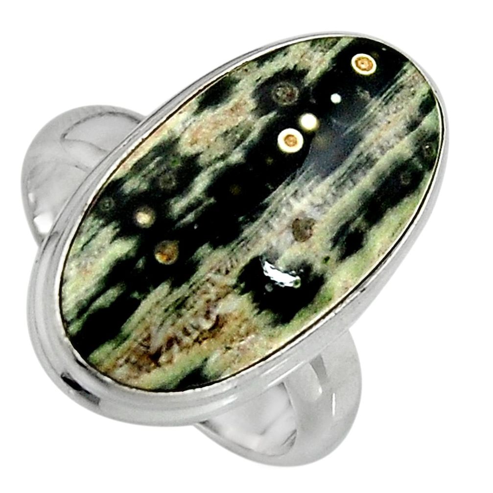 13.55cts natural ocean sea jasper 925 silver solitaire ring size 7 p95222