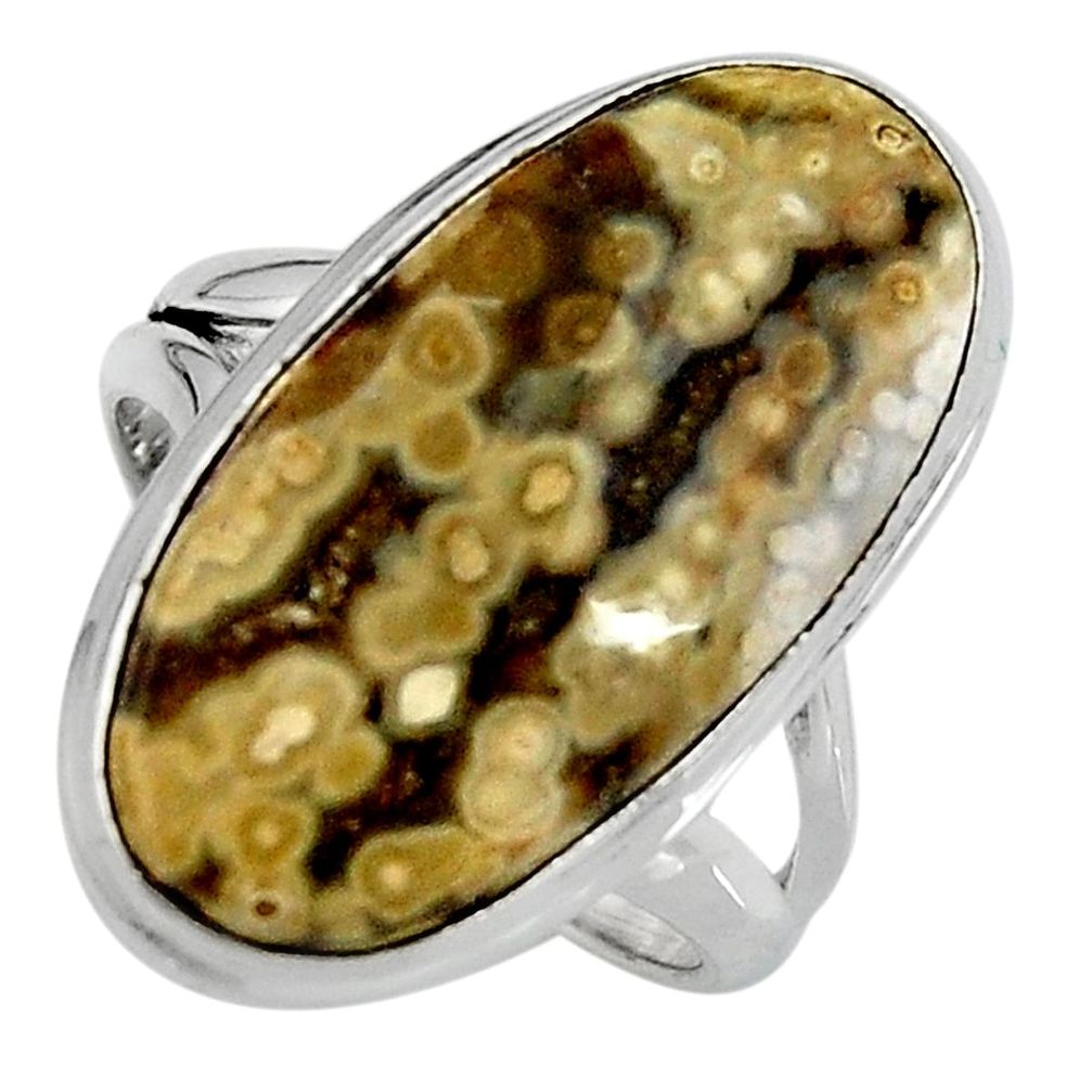 15.39cts natural ocean sea jasper 925 silver solitaire ring size 7.5 p95223