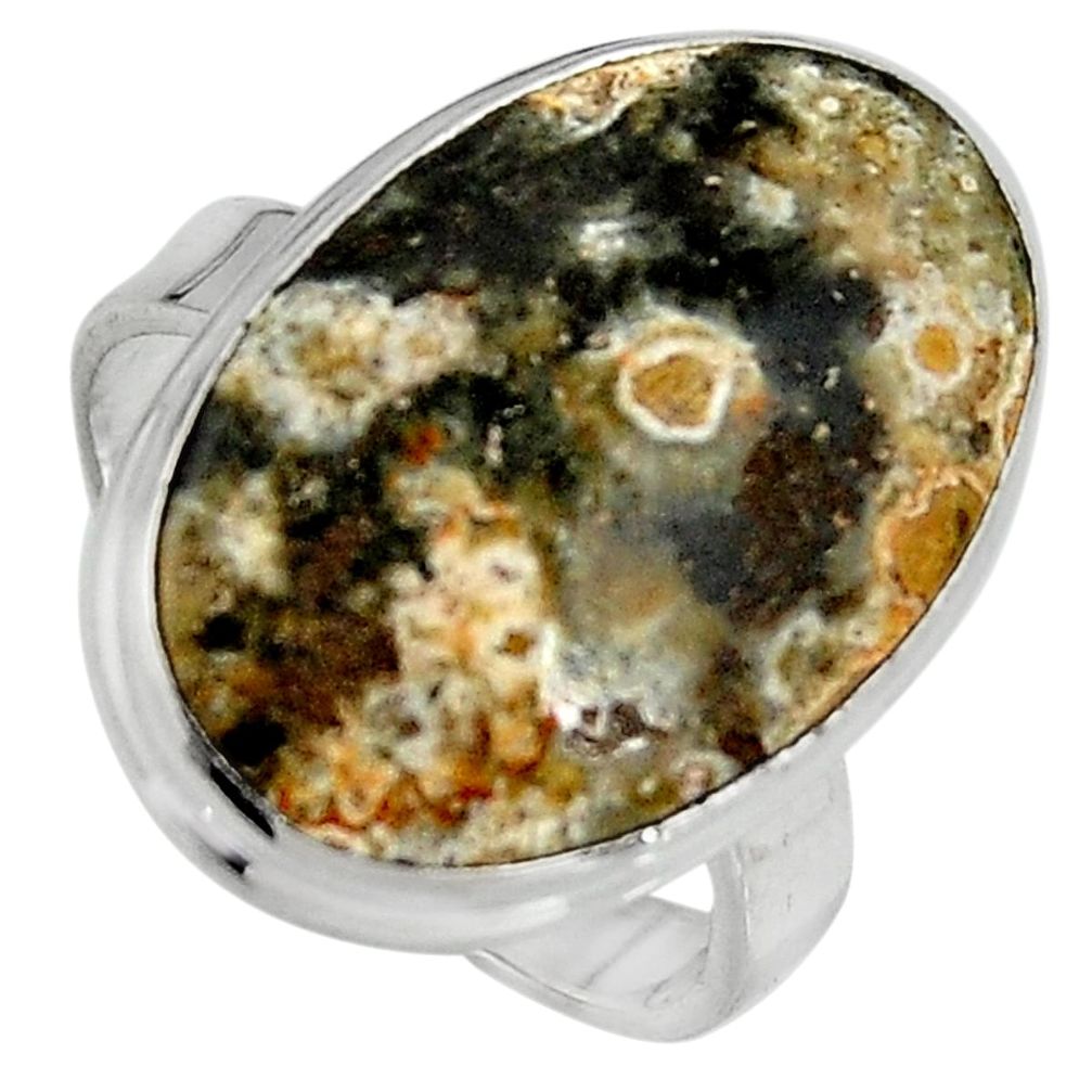 14.90cts natural ocean sea jasper 925 silver solitaire ring size 9 p95225