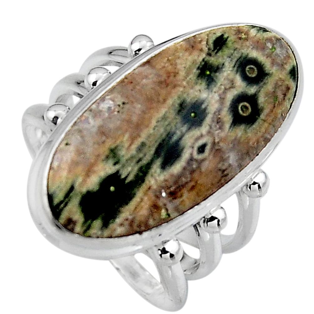 15.93cts natural ocean sea jasper 925 silver solitaire ring size 7 p95230