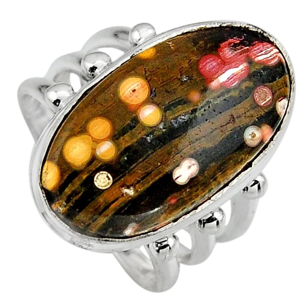 14.72cts natural ocean sea jasper 925 silver solitaire ring size 7 p95232