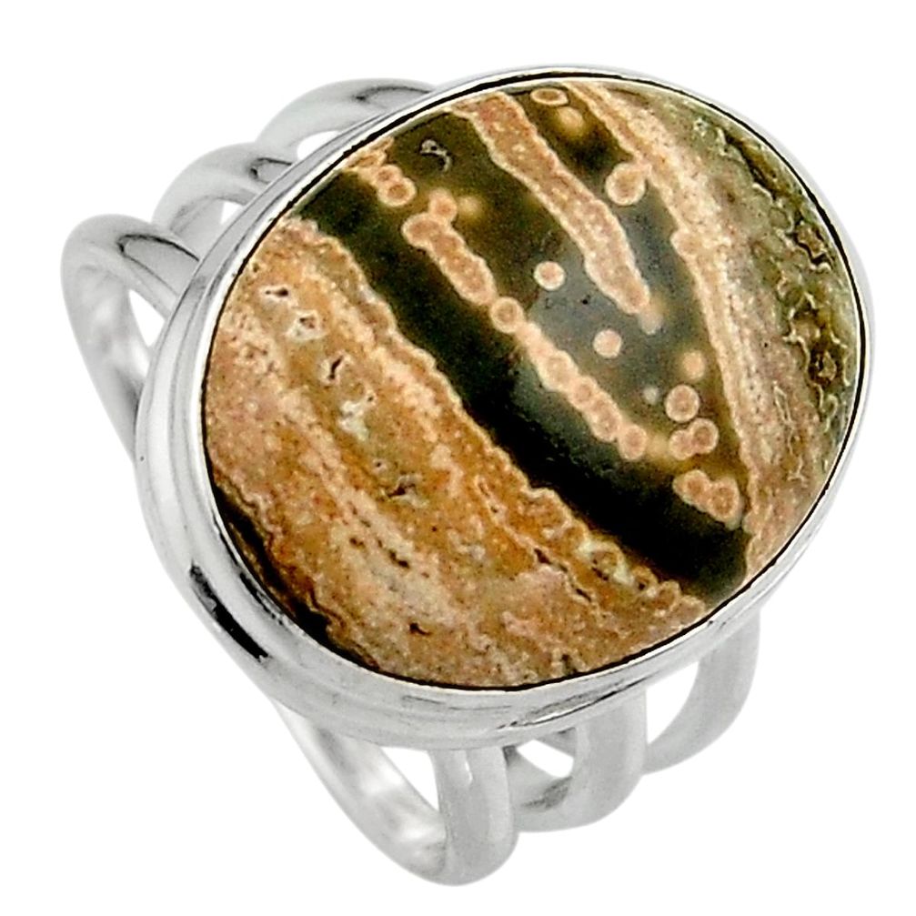 15.31cts natural ocean sea jasper 925 silver solitaire ring size 9 p95233