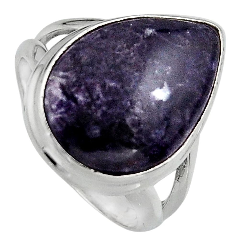 925 silver 10.81cts natural purple lepidolite solitaire ring size 7 p95239