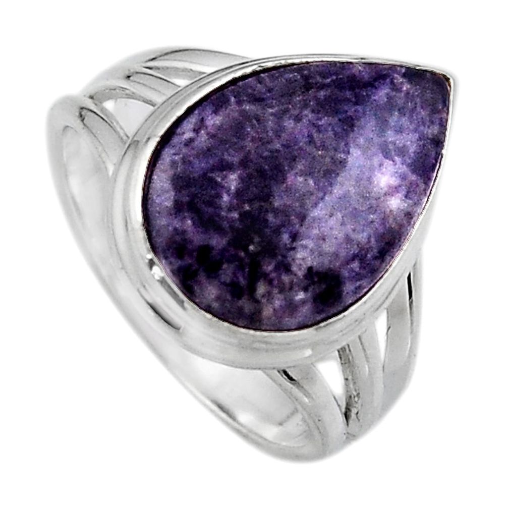 8.22cts natural purple lepidolite 925 silver solitaire ring size 7 p95240