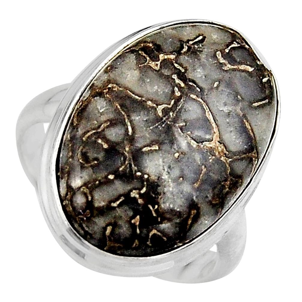 16.15cts natural dinosaur bone fossilized silver solitaire ring size 8.5 p95241