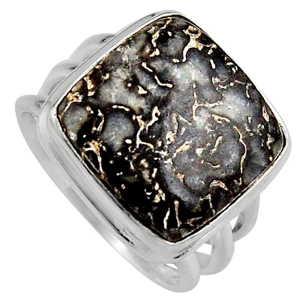 13.57cts natural dinosaur bone fossilized silver solitaire ring size 7.5 p95250