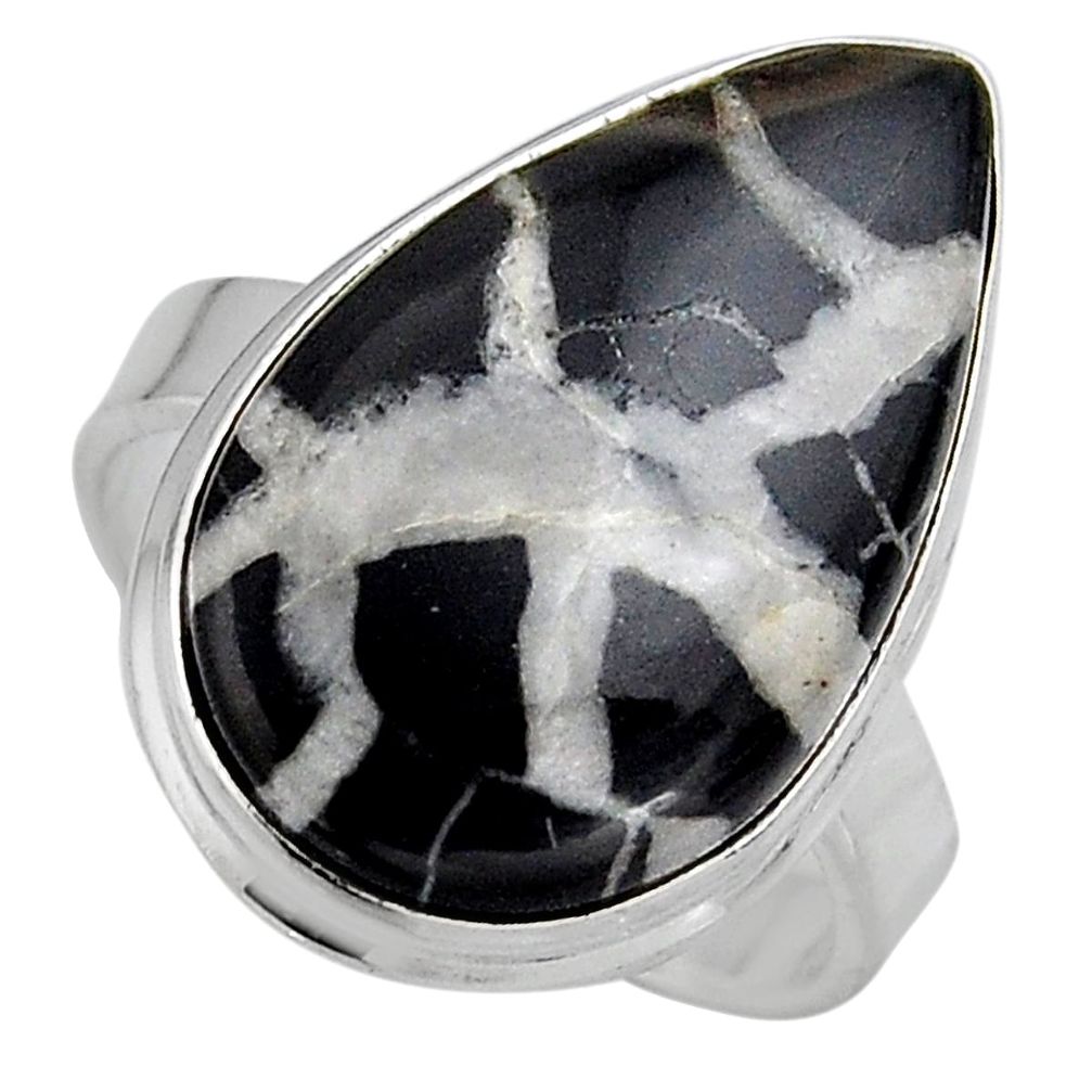 14.90cts natural septarian gonads 925 silver solitaire ring size 8.5 p95308