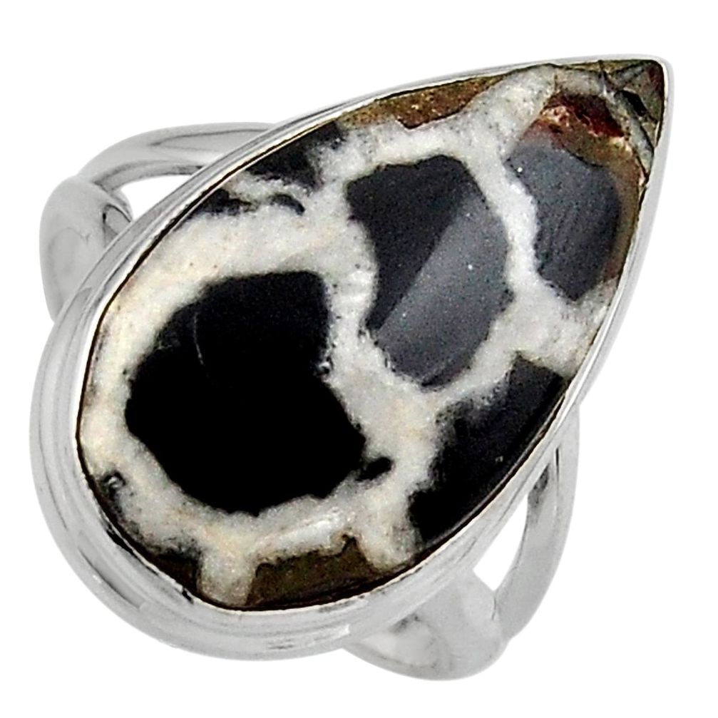 925 silver 13.24cts natural septarian gonads solitaire ring size 7.5 p95318