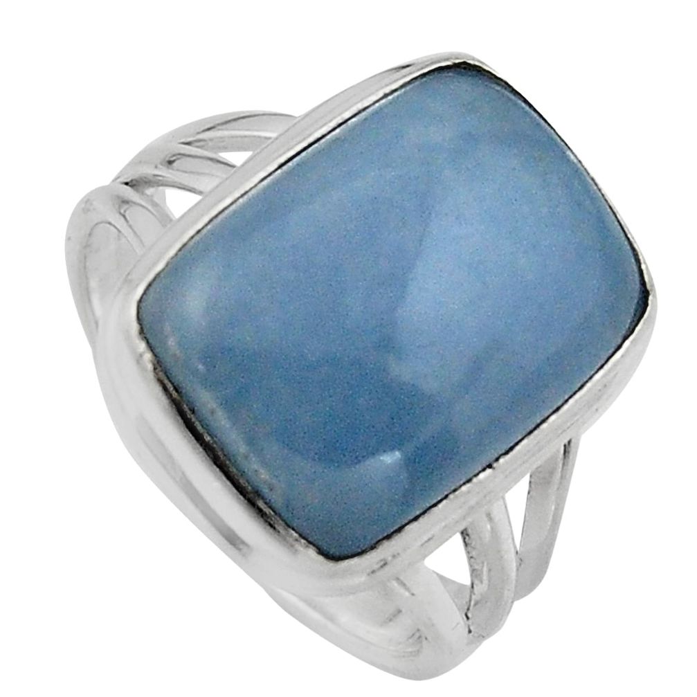925 silver 10.70cts natural blue angelite solitaire ring jewelry size 8 p95364