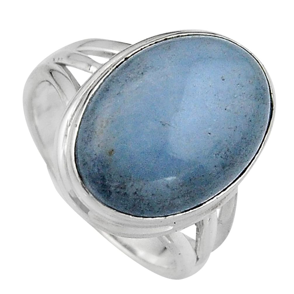 12.64cts natural blue angelite 925 silver solitaire ring jewelry size 8 p95366