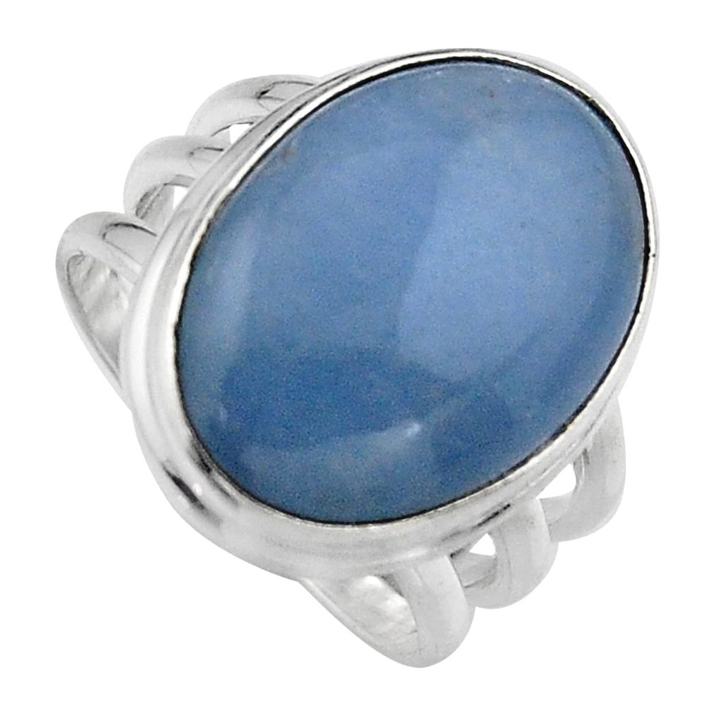 925 silver 13.79cts natural blue angelite solitaire ring jewelry size 7 p95369